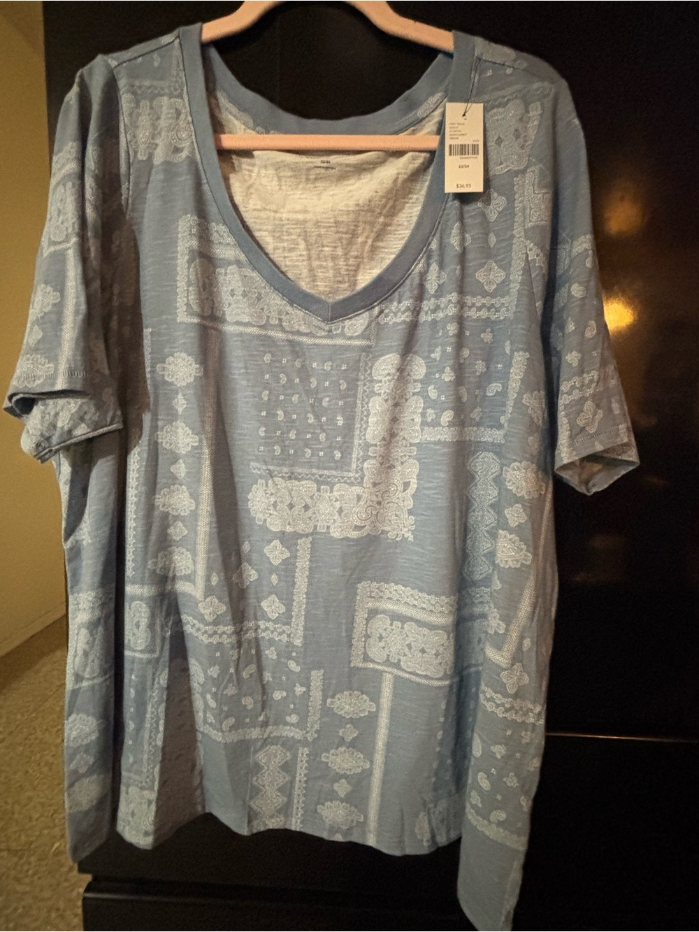 Lane Bryant Light Blue Bandana Print Short Sleeve Tee